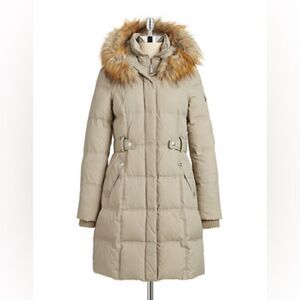 Dkny Faux Fur Snap Tab Gilet Coat-TAUPE-Medium